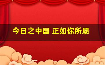 今日之中国 正如你所愿